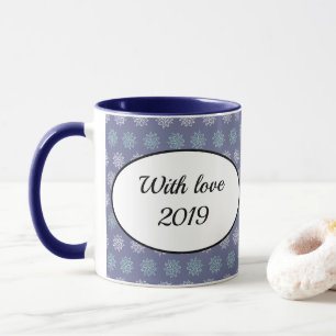Wintermuster Blau und Weiße Schneeflocken Tasse