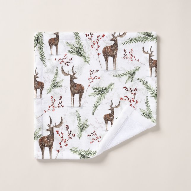 Wintermuster Hirsch- und Brunnenfutter Waschlappen (Waschlappen)