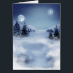 Winternacht<br><div class="desc">5" x 7" Grußkarte mit einem Bild einer schönen Winternacht mit einem leuchtenden Vollmond und Sternenhimmel. Der innere, anpassbare Text lautet: "Ich wünsche euch allen Hoffnung, Verwunderung und Freude, die die Saison bringen kann." Siehe dazu passende Konfetti, Aufkleber und Packpapier. Die gesamte Hanukkah Grußkartensammlung finden Sie unter CARDS & STICKERS...</div>