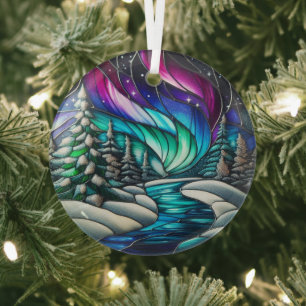 Winternacht Buntglasdekoration, Weihnachten Ornament Aus Glas