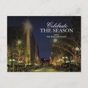 Winternacht im Zentrum von Seattle Feiertagspostkarte