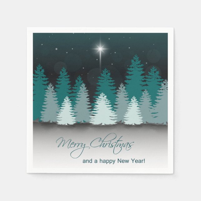 Winternacht mit Stern von Bethlehem Serviette (Vorderseite)