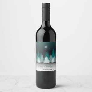 Winternacht mit Stern von Bethlehem Weinetikett