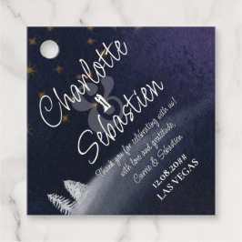 Winternacht & Pine Tree Moderne Hochzeit im Wasser Geschenkanhänger