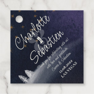 Winternacht & Pine Tree Moderne Hochzeit im Wasser Geschenkanhänger