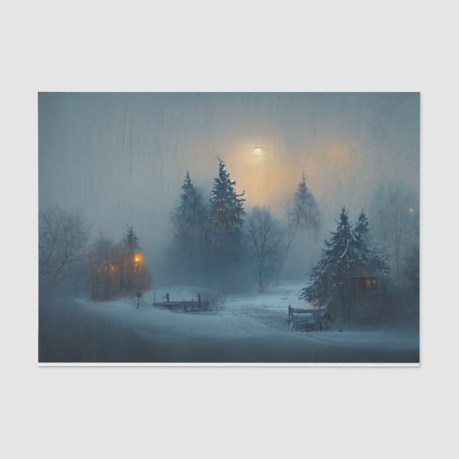 Winternächtliche Beschneiung der Pinselspitzen Seidenpapier (Vorderseite)