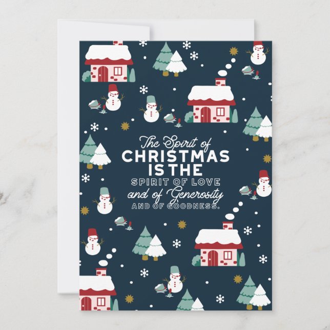 Winternachtsdörfliche Szene mit Weihnachtsgeist Dankeskarte (Vorderseite)