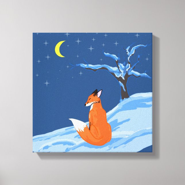 Winternachtsfox Leinwanddruck (Vorderseite)