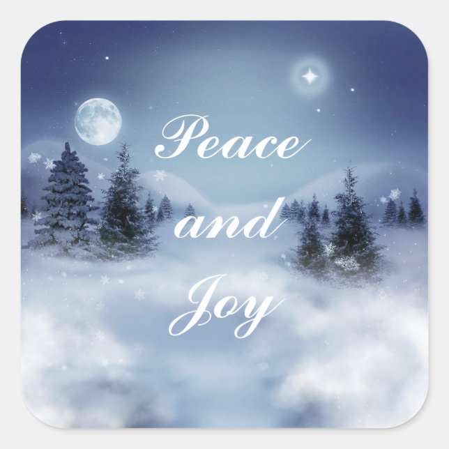 Winternachtskleber Quadratischer Aufkleber (Vorderseite)