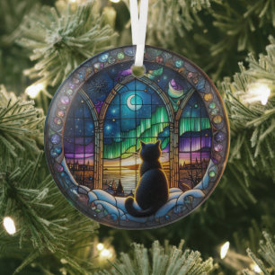 Winternachtsverzierung, Kater- und Nordlichter Ornament Aus Glas