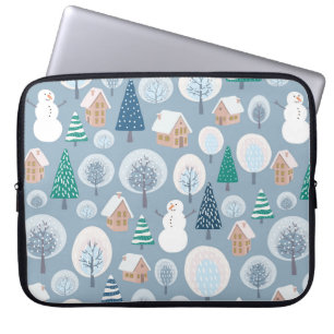 Winternahtloses Muster mit abstrakter flacher Hand Laptopschutzhülle