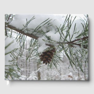 Winternaturfotografie von Snowy Pine Branch Gästebuch