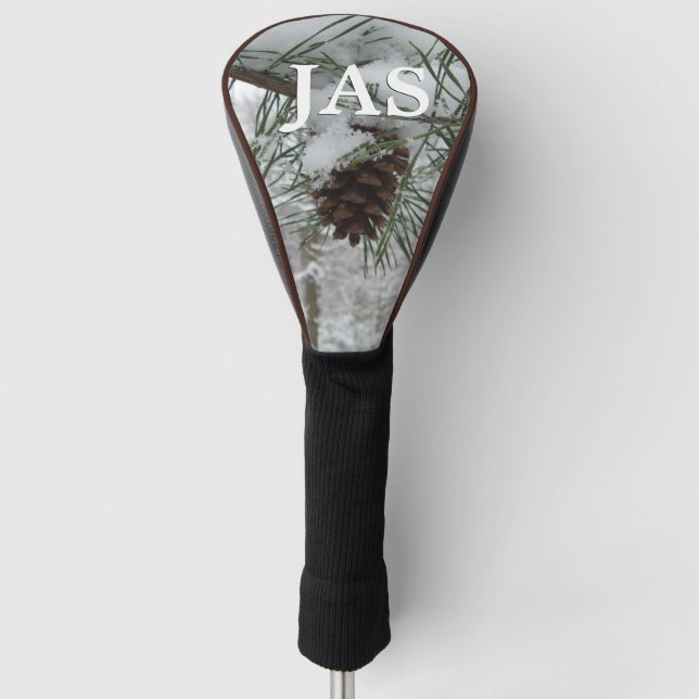 Winternaturfotografie von Snowy Pine Branch Golf Headcover (Vorderseite)