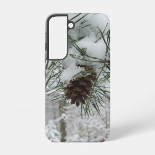 Winternaturfotografie von Snowy Pine Branch Samsung Galaxy Hülle