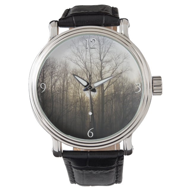 Winternebel Naturfotografie Armbanduhr (Vorderseite)