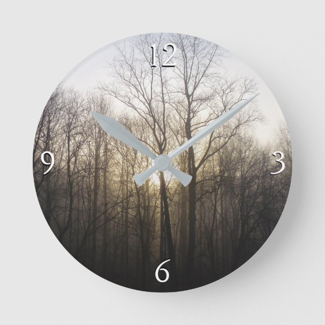 Winternebel Naturfotografie Runde Wanduhr (Vorderseite)