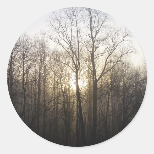 Winternebel Naturfotografie Runder Aufkleber (Vorderseite)