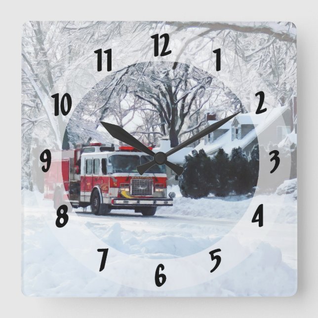 Winternotstand Quadratische Wanduhr (Vorderseite)