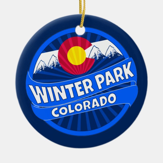 Winterpark Colorado Bergburstdekoration Keramik Ornament (Vorne)