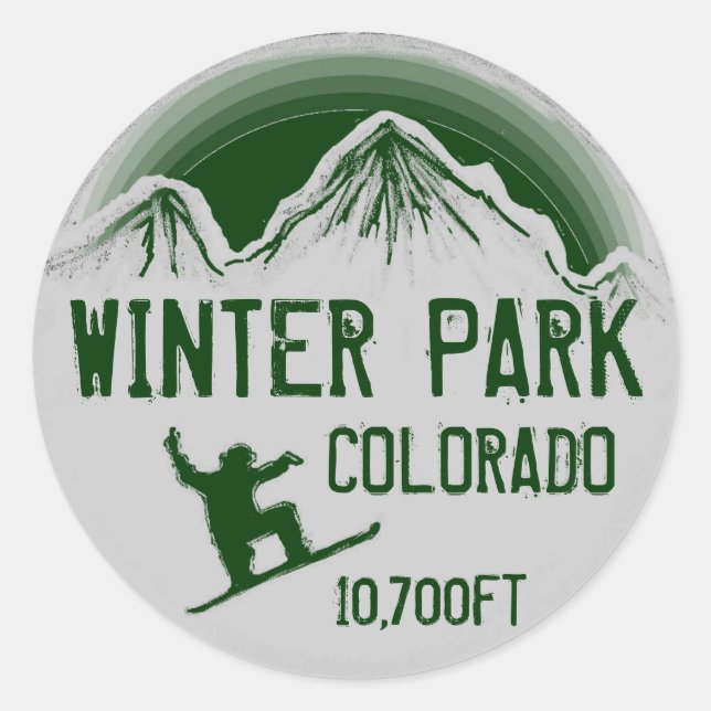 Winterpark Colorado - Grüne Snowboardart-Aufkleber Runder Aufkleber (Vorderseite)
