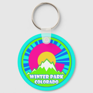 Winterpark Colorado Neonberge Schlüsselanhänger
