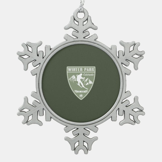 Winterpark Colorado Schneeflocken Zinn-Ornament (Vorderseite)