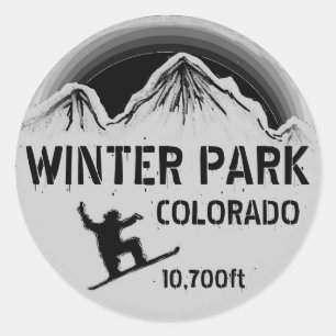 Winterpark Colorado Schwarzer Snowboard-Kunstaufkl Runder Aufkleber