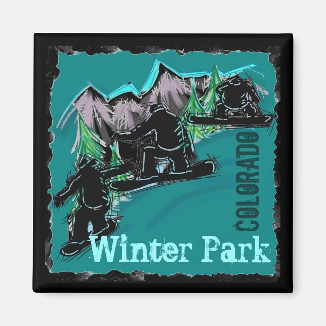 Winterpark Colorado Snowboard-Magnet Magnet (Vorne)