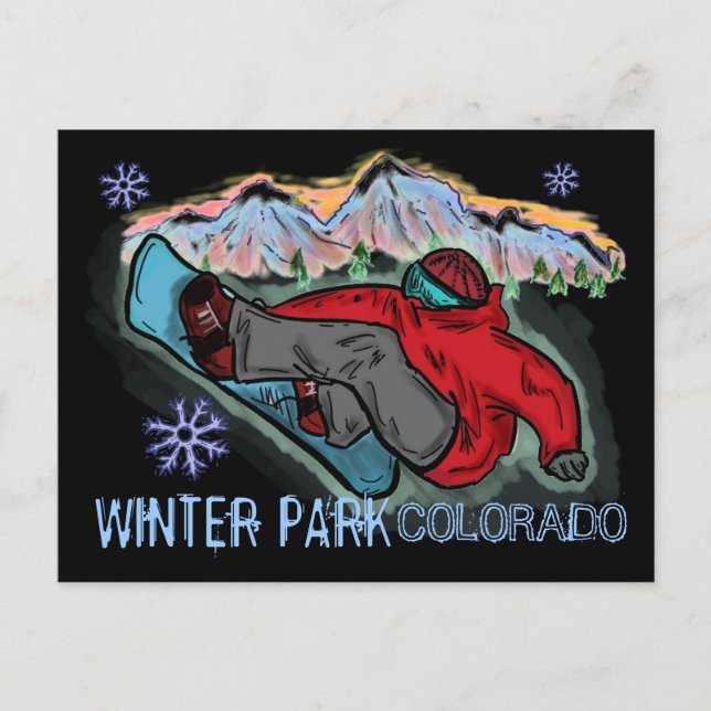 Winterpark Colorado Snowboarder-Postkarte Postkarte (Vorderseite)