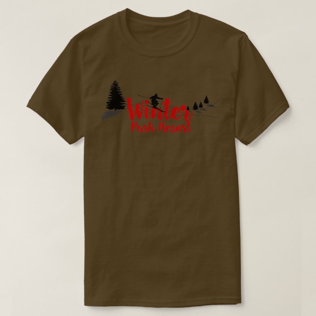 Winterparkplatz Skigebiet Langlaufloipe T-Shirt (Design vorne)