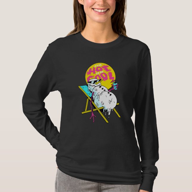 Winterparty-Deckchair-Parodie schmelzender Schneem T-Shirt (Vorderseite)