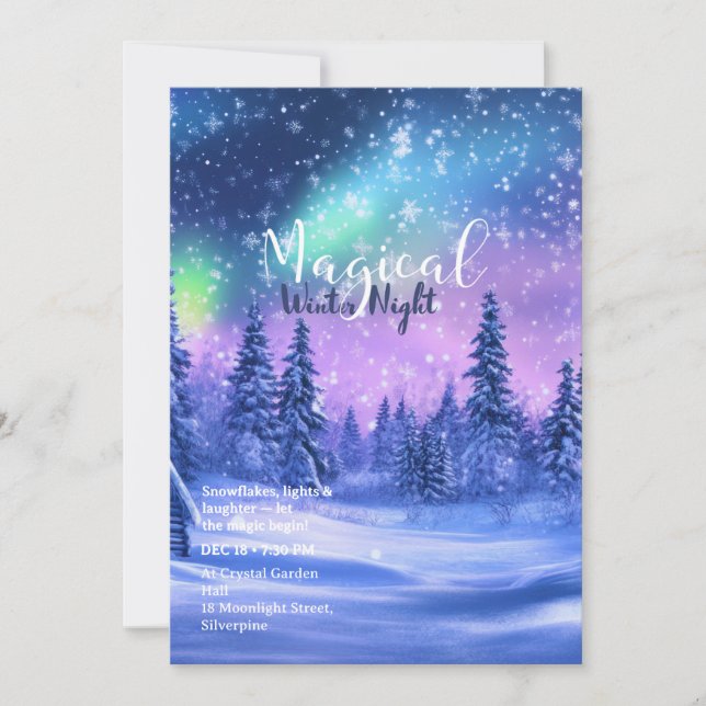 Winterparty-Einladung – Elegantes schneebedecktes  Einladung (Vorderseite)