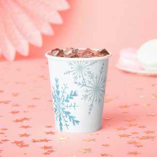 Winterparty-Wasserfarbe-Schneeflocke Hellblau Pappbecher