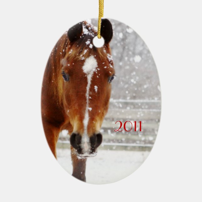 Winterpferd Keramikornament (Vorne)