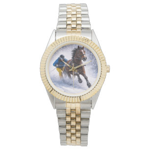 Winterpferd-Mauspads Armbanduhr