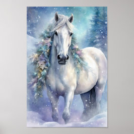 Winterpferd mit Blume Poster