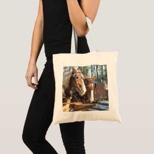 Winterpferde im Sturbridge Village Tote Bag Tragetasche