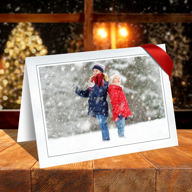 Winterpine 2 Foto der Saison Karte (Season's Greetings holiday photo folding card.)