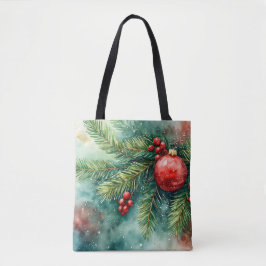 Winterpine & Holly Wasserfarbe Tasche