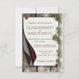 Winterpine und Schneeflocken Hochzeitskarte Einladung