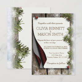 Winterpine und Schneeflocken Hochzeitskarte Einladung