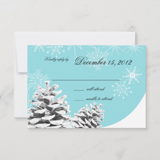 Winterpinecone und Schneeflocken RSVP Karte (Vorderseite)