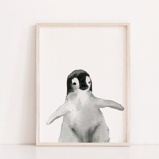 Winterpinguin Boys Girls Kinderzimmer Deco Poster (Watercolor Winter Penguin Boys Girls Nursery Decor)