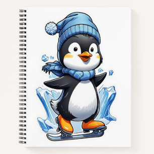 Winterpinguin Eisstockschießen Notizbuch