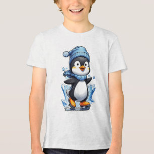 Winterpinguin Eisstockschießen Tri-Blend Shirt