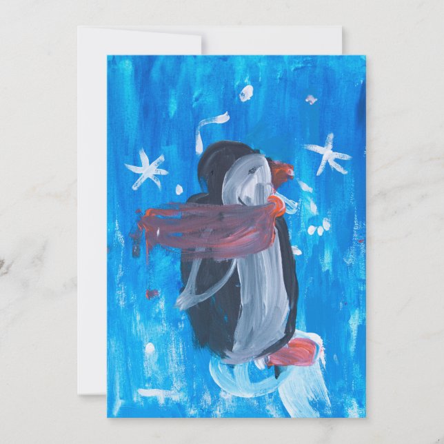 Winterpinguin Feiertagskarte (Vorderseite)