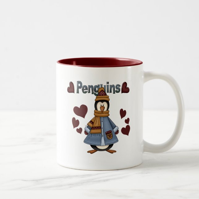 Winterpinguin-Hemden und -Geschenke Zweifarbige Tasse (Rechts)