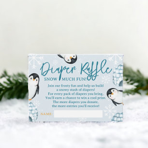 Winterpinguin-Iglus-Windeln-Tombola-Babydusche Begleitkarte