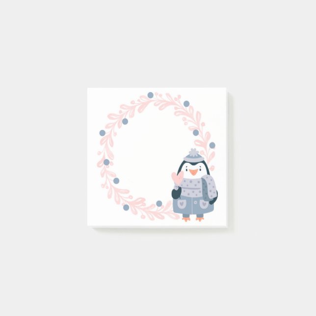 Winterpinguin-Nachhinweise Post-it Klebezettel (Vorderseite)
