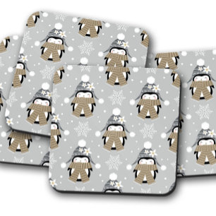 Winterpinguin   Weihnachts Cork Drink Untersetzer 